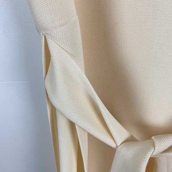 NWOT TopShop Cream Midi Dress Belted Waist Tie 100% Abaca High Low Women's 2 - Picture 5 of 10